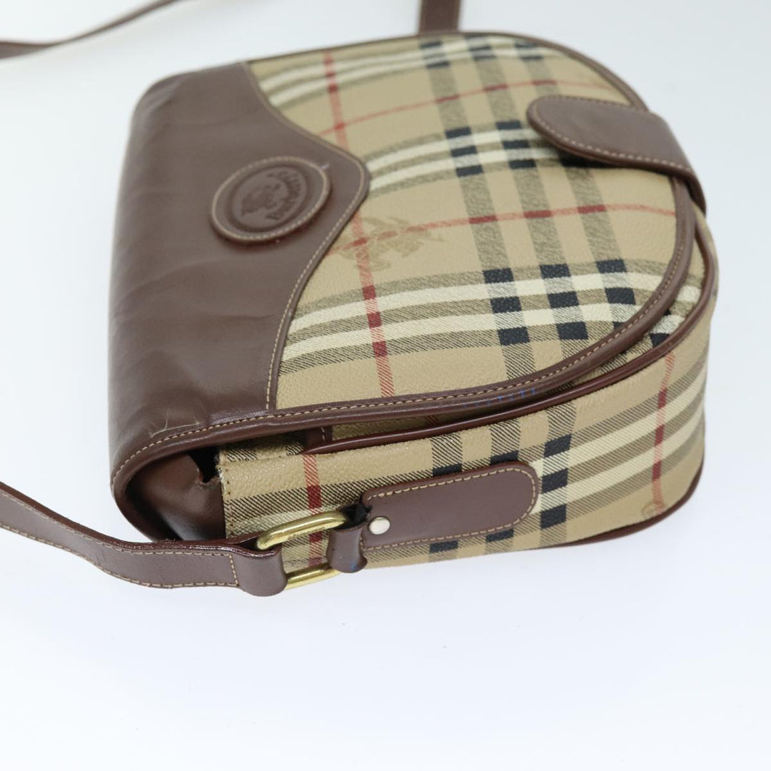 BurberrySs Nova Check Shoulder Bag PVC Leather Beige Auth 74258