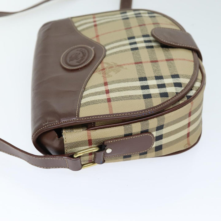 BurberrySs Nova Check Shoulder Bag PVC Leather Beige Auth 74258