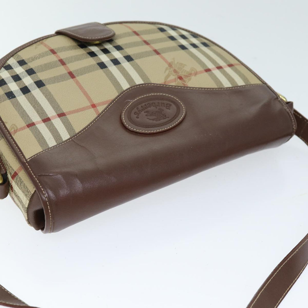 BurberrySs Nova Check Shoulder Bag PVC Leather Beige Auth 74258