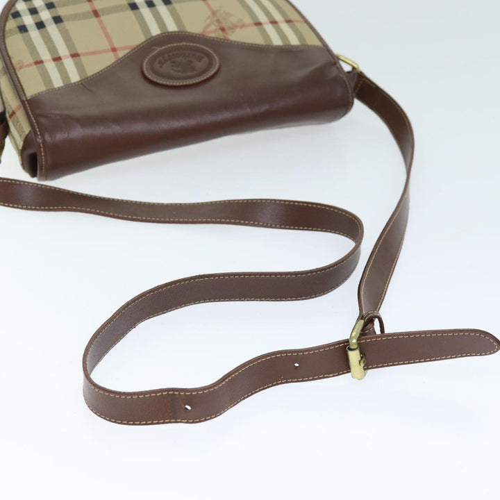 BurberrySs Nova Check Shoulder Bag PVC Leather Beige Auth 74258