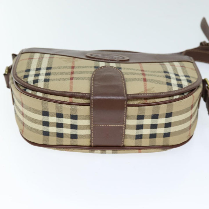 BurberrySs Nova Check Shoulder Bag PVC Leather Beige Auth 74258