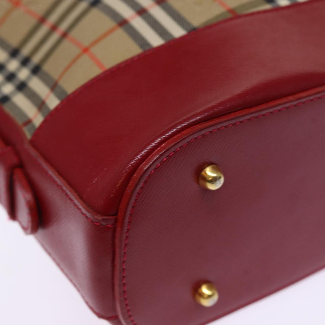 BurberrySs Nova Check Shoulder Bag Canvas Beige Red Auth 74385