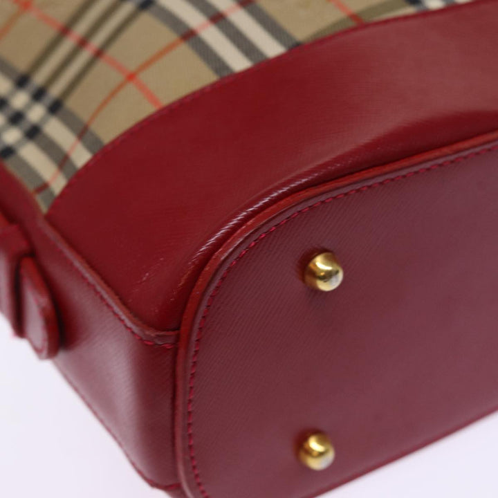 BurberrySs Nova Check Shoulder Bag Canvas Beige Red Auth 74385