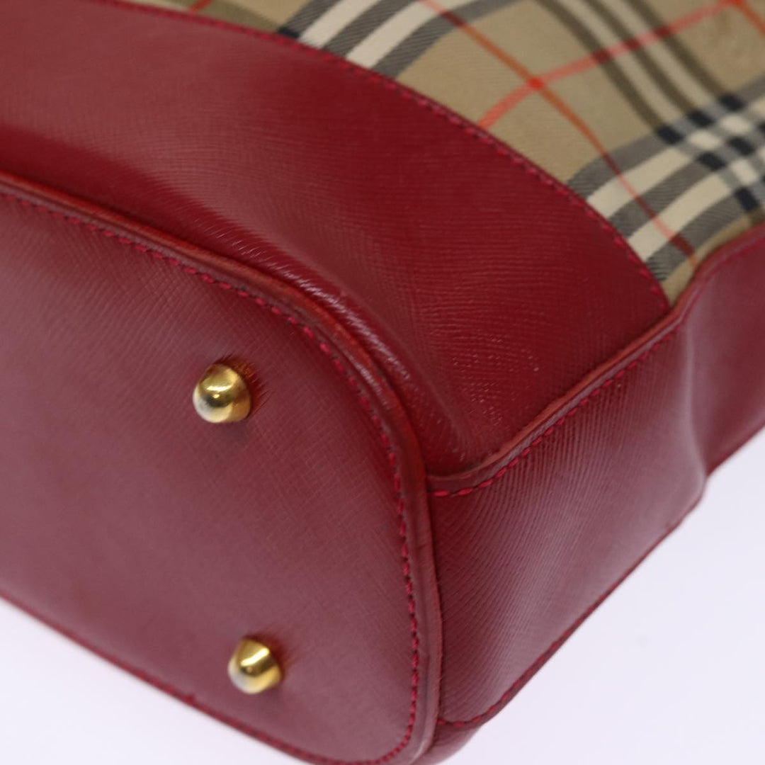 BurberrySs Nova Check Shoulder Bag Canvas Beige Red Auth 74385