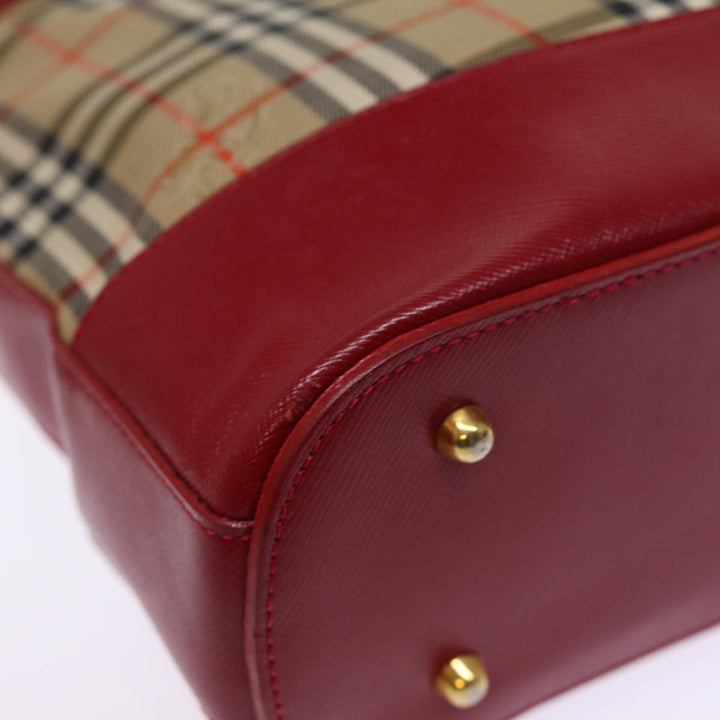 BurberrySs Nova Check Shoulder Bag Canvas Beige Red Auth 74385