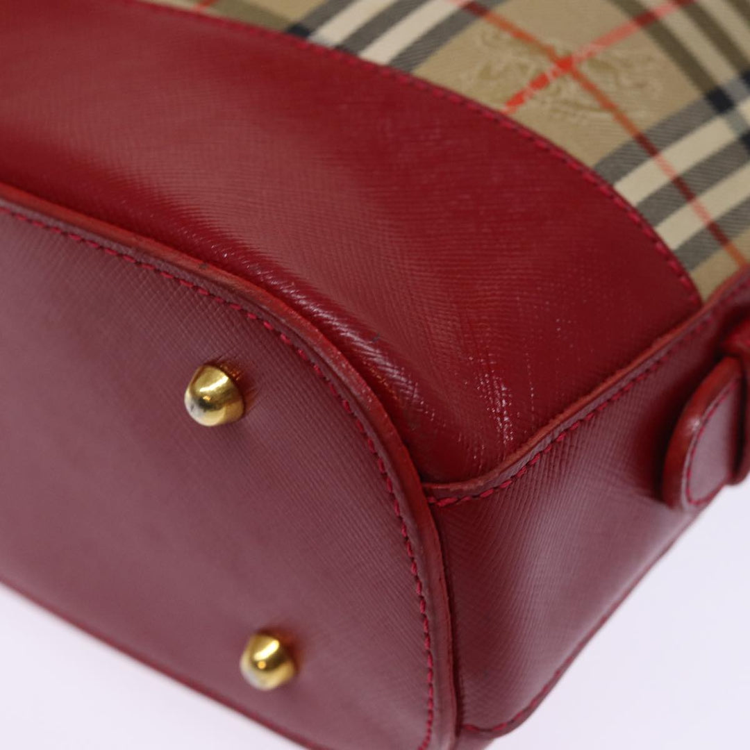 BurberrySs Nova Check Shoulder Bag Canvas Beige Red Auth 74385
