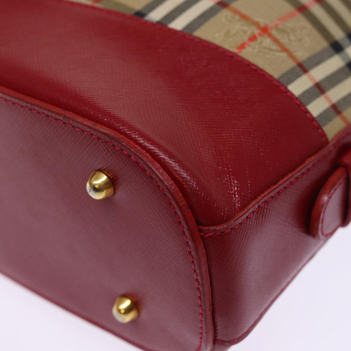 BurberrySs Nova Check Shoulder Bag Canvas Beige Red Auth 74385