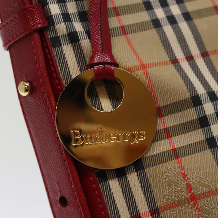 BurberrySs Nova Check Shoulder Bag Canvas Beige Red Auth 74385