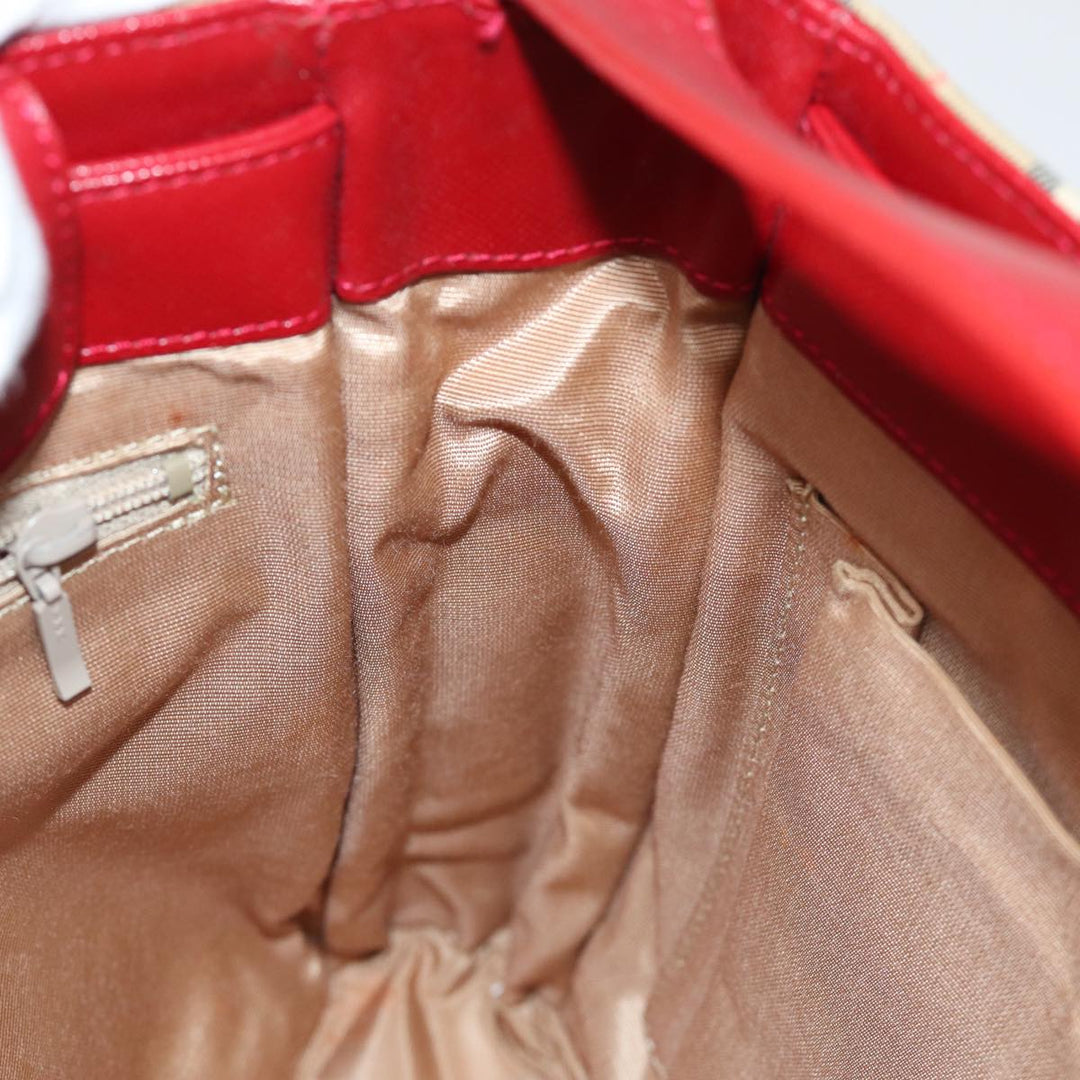 BurberrySs Nova Check Shoulder Bag Canvas Beige Red Auth 74385
