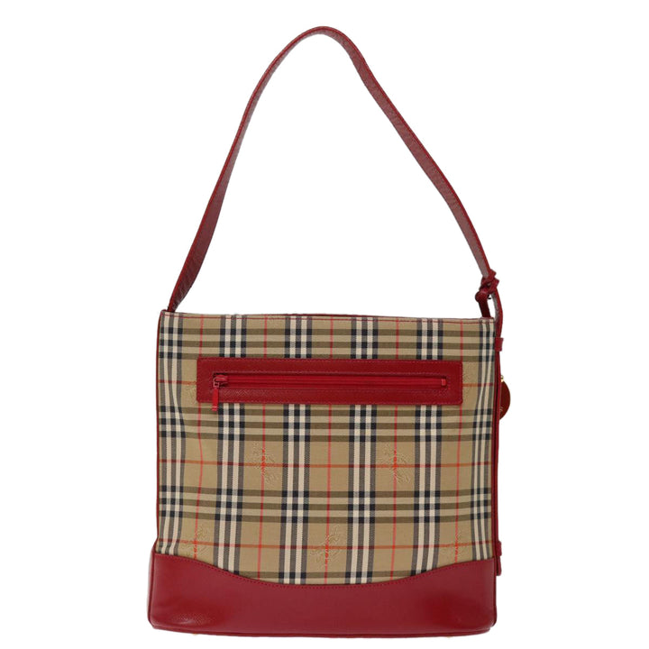 BurberrySs Nova Check Shoulder Bag Canvas Beige Red Auth 74385