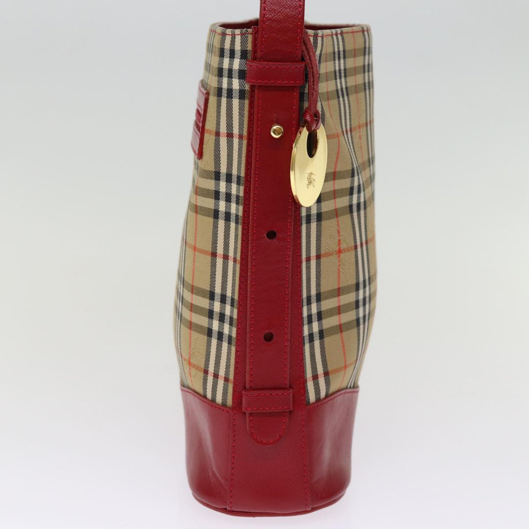 BurberrySs Nova Check Shoulder Bag Canvas Beige Red Auth 74385