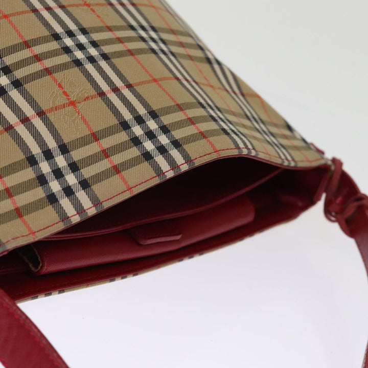Top Quality BurberrySs Nova Check Shoulder Bag Canvas Beige Red Auth 74385