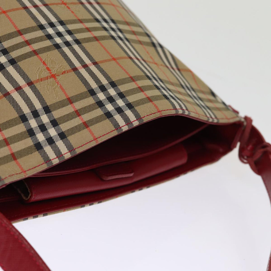 BurberrySs Nova Check Shoulder Bag Canvas Beige Red Auth 74385