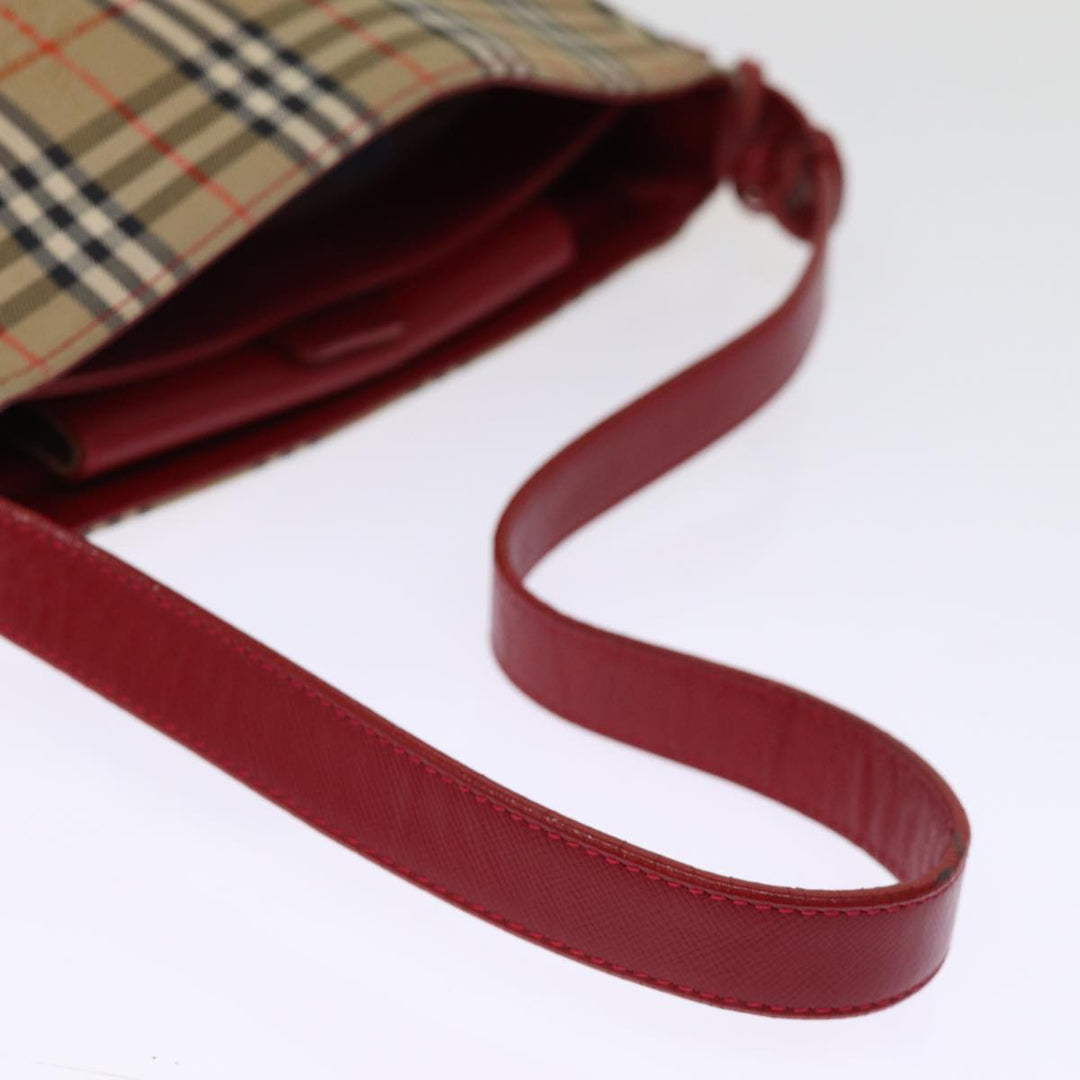 BurberrySs Nova Check Shoulder Bag Canvas Beige Red Auth 74385