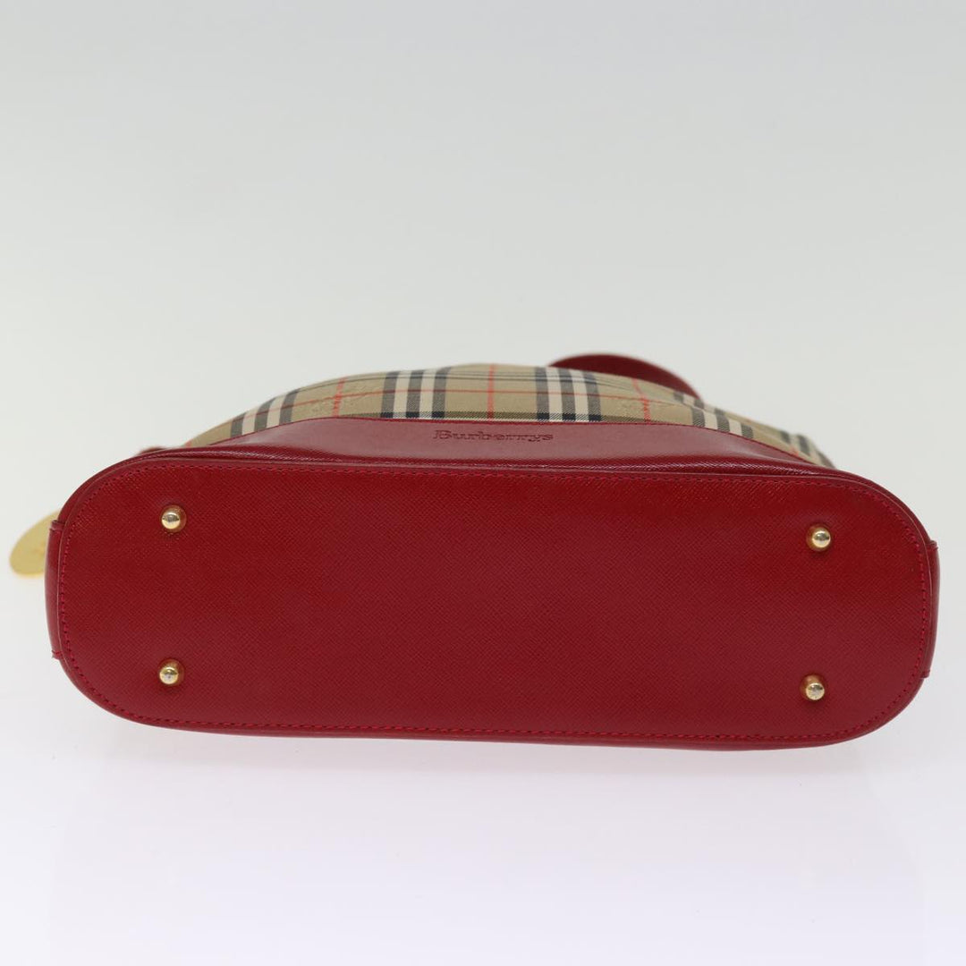 BurberrySs Nova Check Shoulder Bag Canvas Beige Red Auth 74385