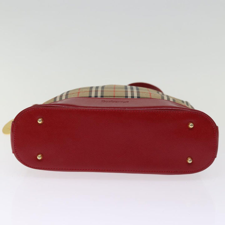BurberrySs Nova Check Shoulder Bag Canvas Beige Red Auth 74385