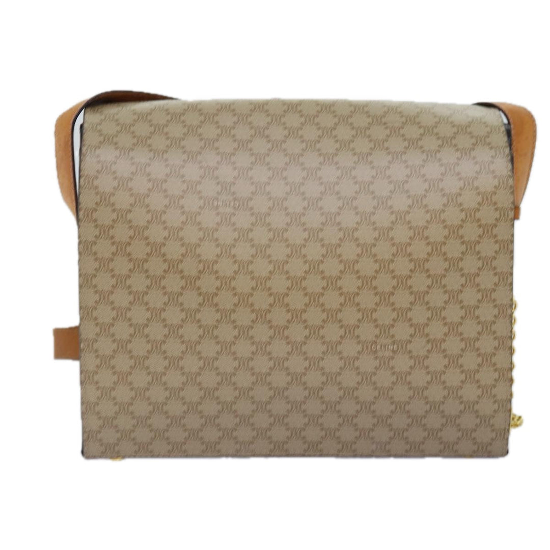 Celine Macadam Canvas Shoulder Bag Beige Auth 74388