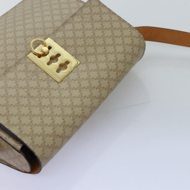 Celine Macadam Canvas Shoulder Bag Beige Auth 74388