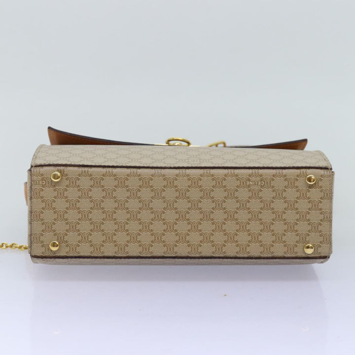 Celine Macadam Canvas Shoulder Bag Beige Auth 74388