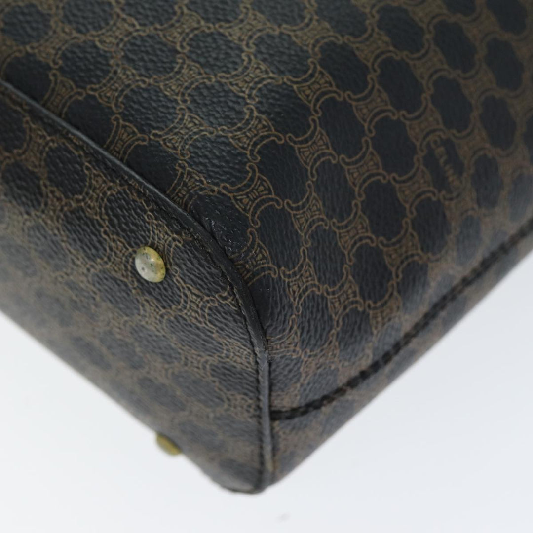 Celine Macadam Canvas Hand Bag PVC Black Auth 74390