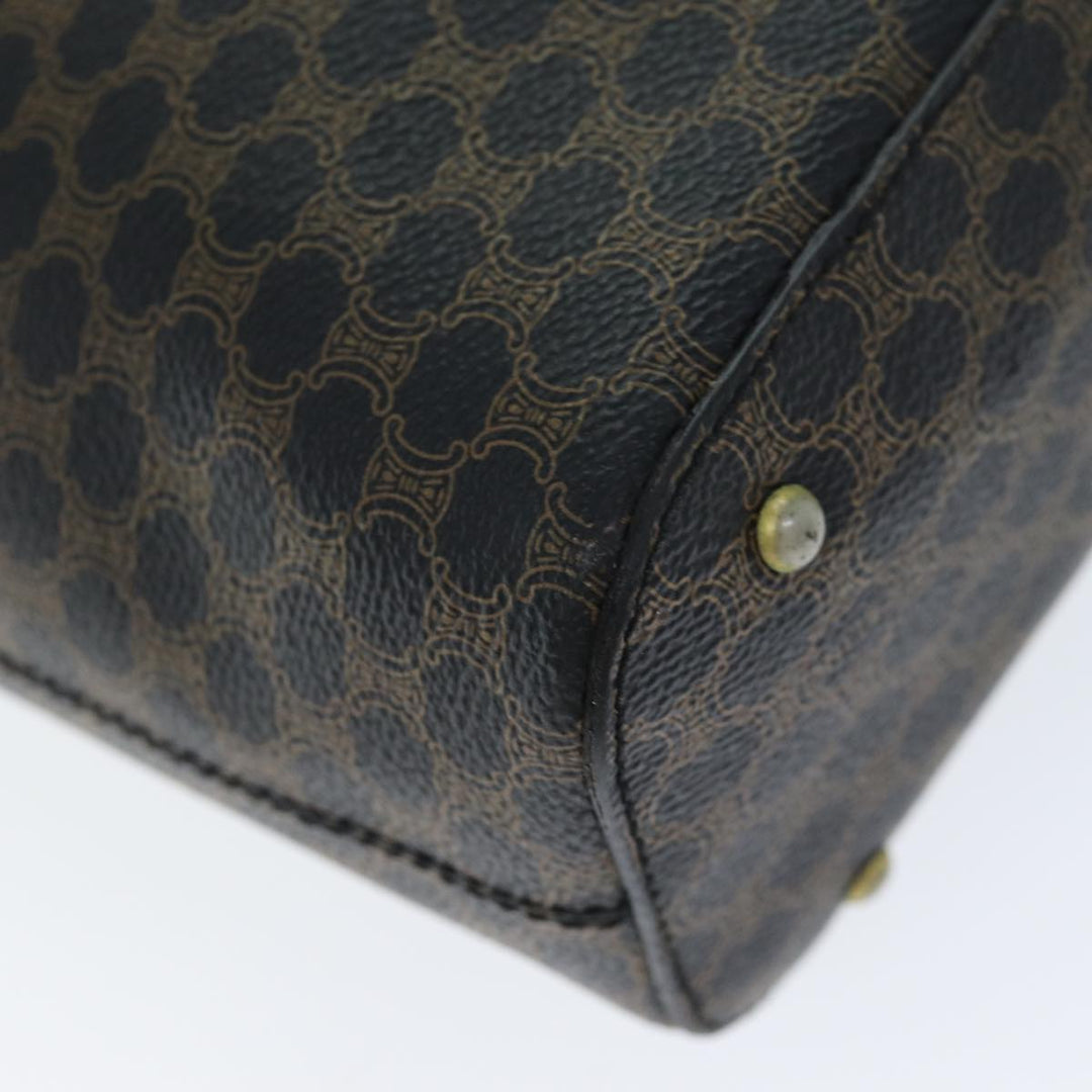 Celine Macadam Canvas Hand Bag PVC Black Auth 74390