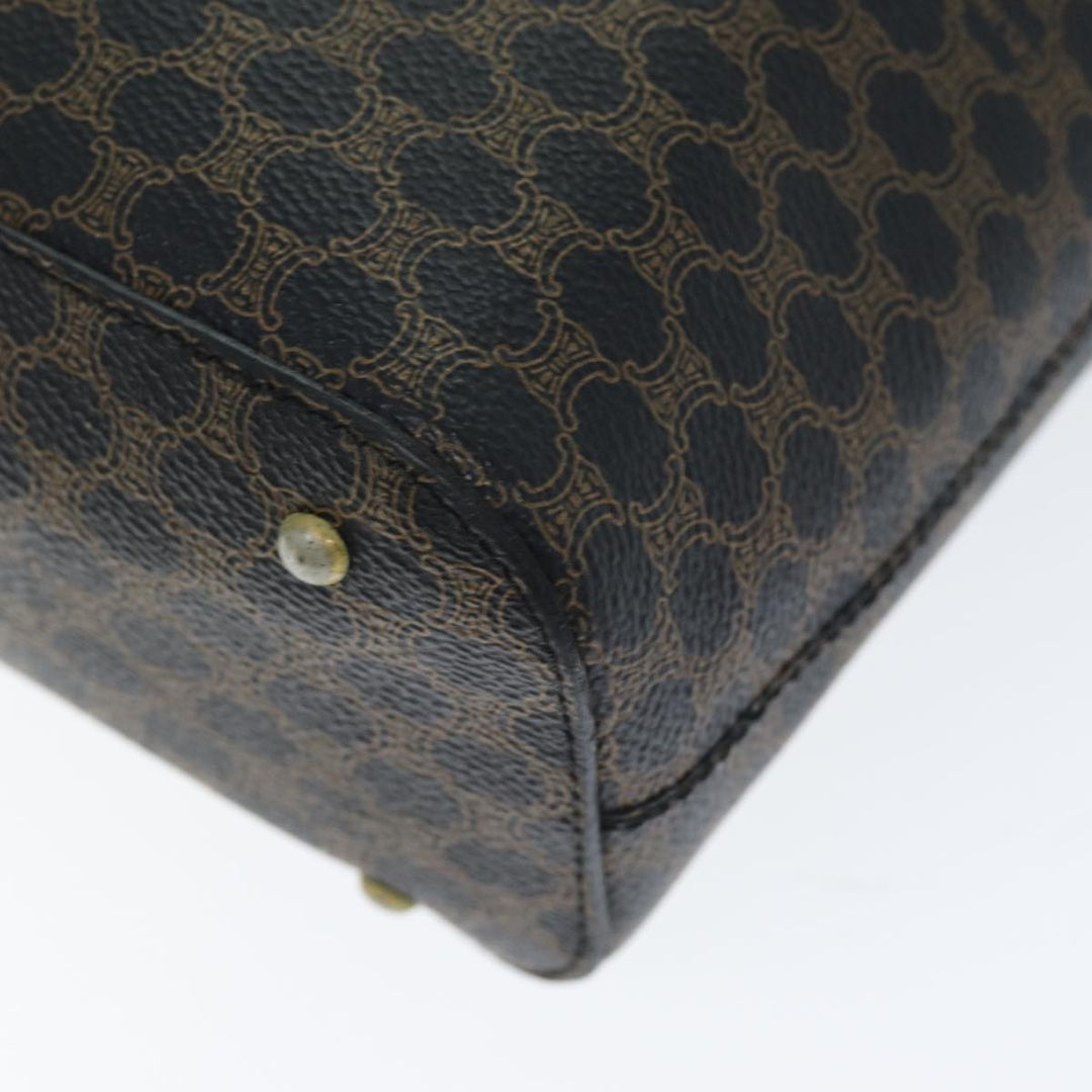 Celine Macadam Canvas Hand Bag PVC Black Auth 74390