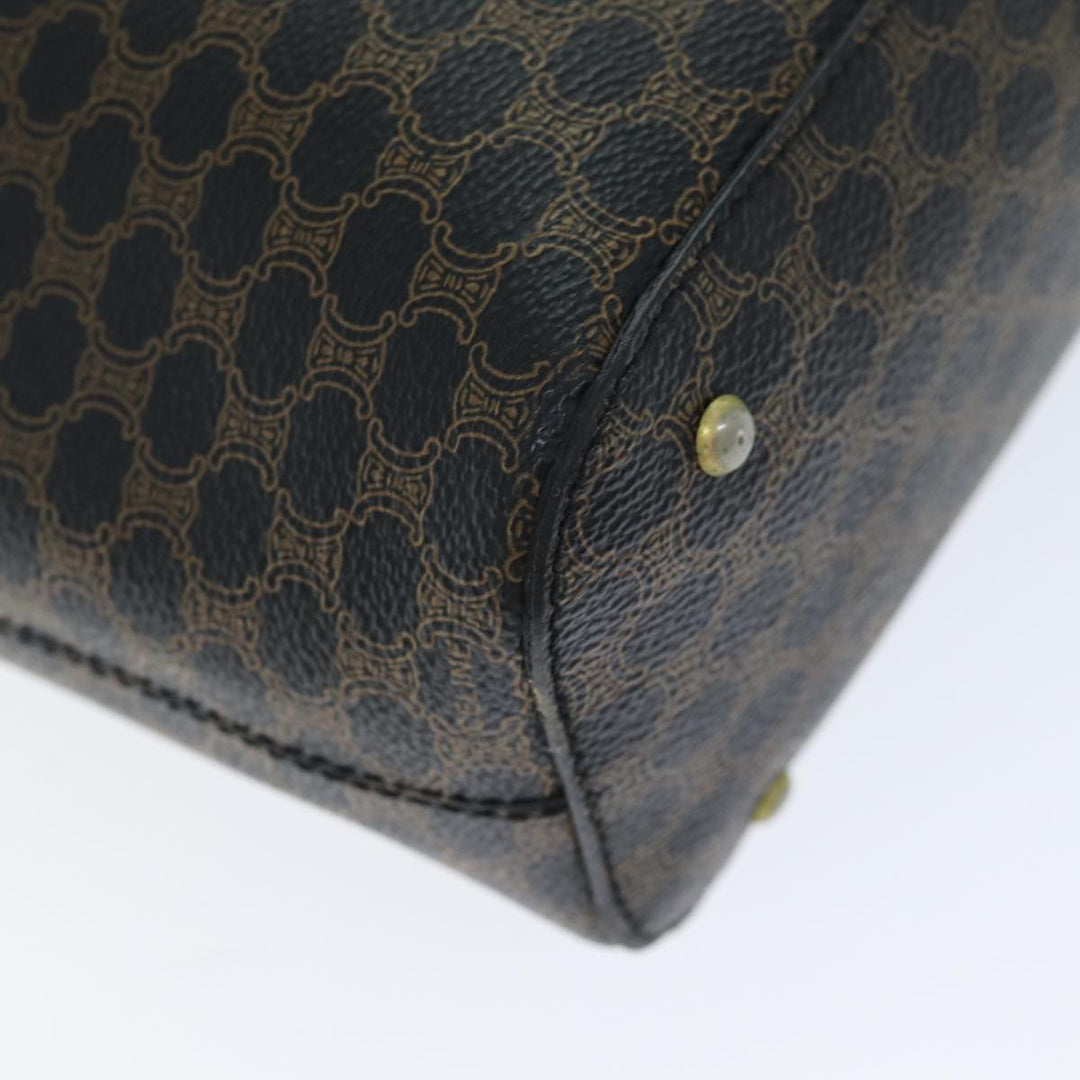 Celine Macadam Canvas Hand Bag PVC Black Auth 74390
