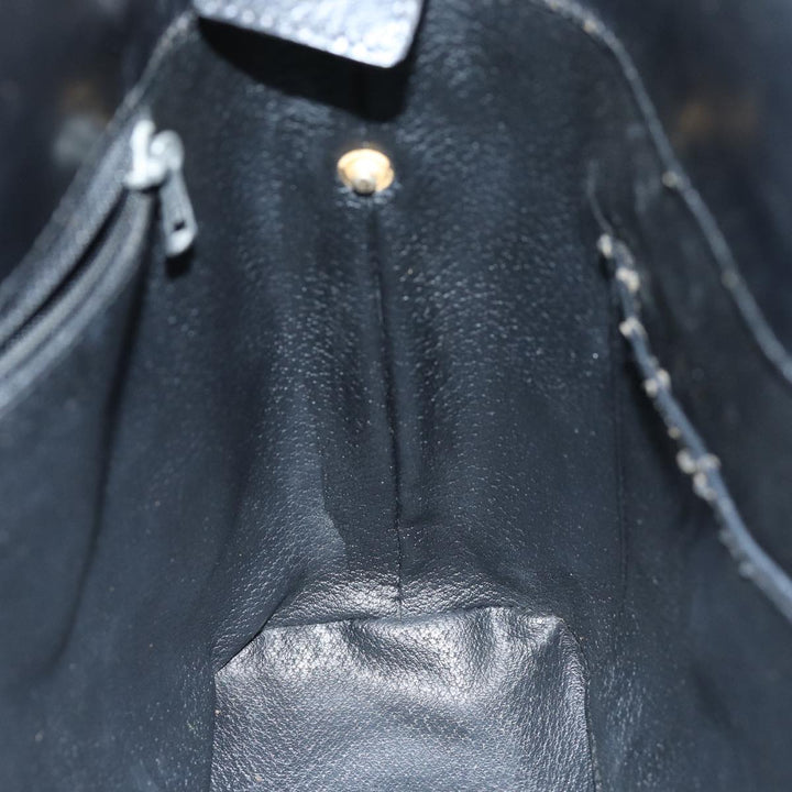 Celine Macadam Canvas Hand Bag PVC Black Auth 74390
