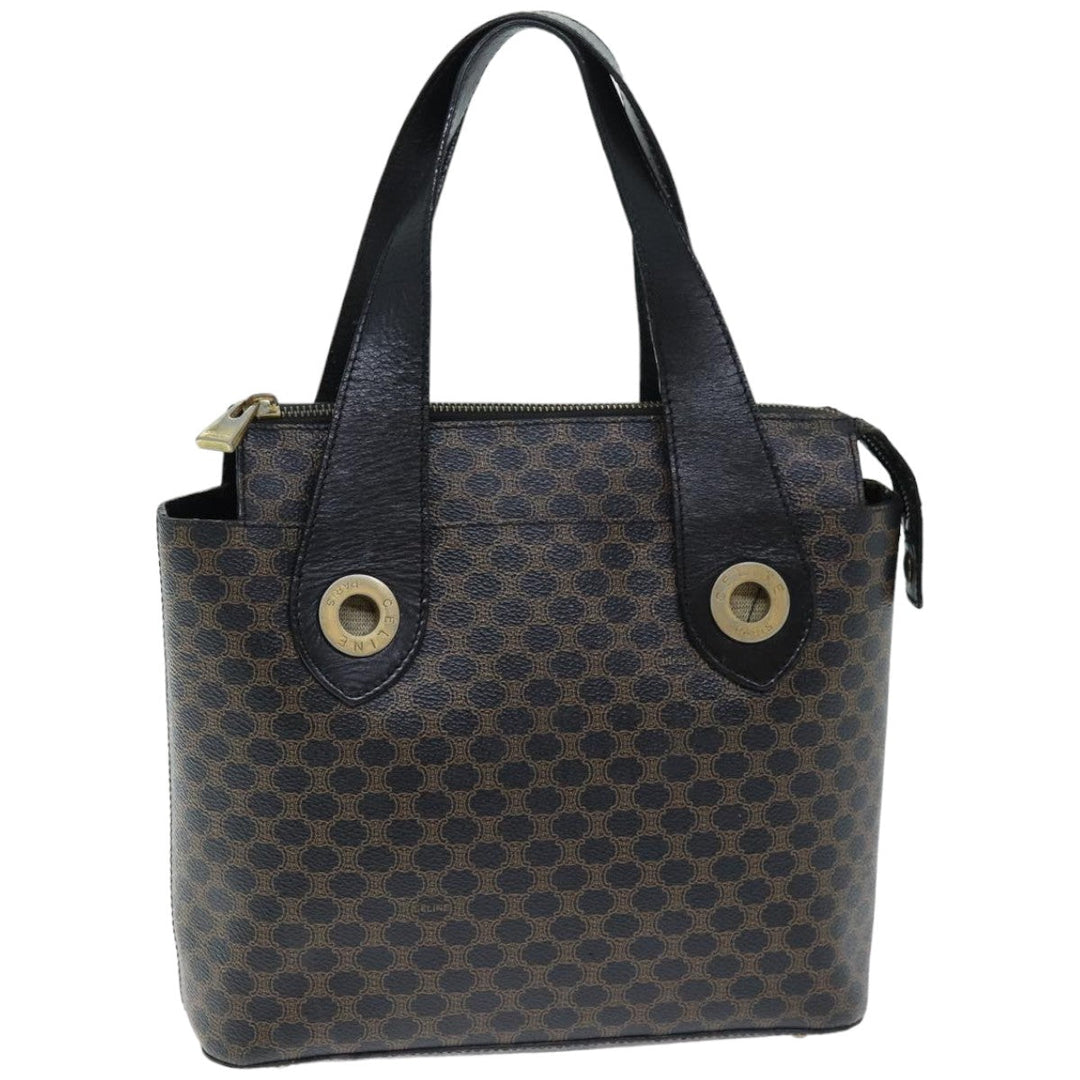 Celine Macadam Canvas Hand Bag PVC Black Auth 74390
