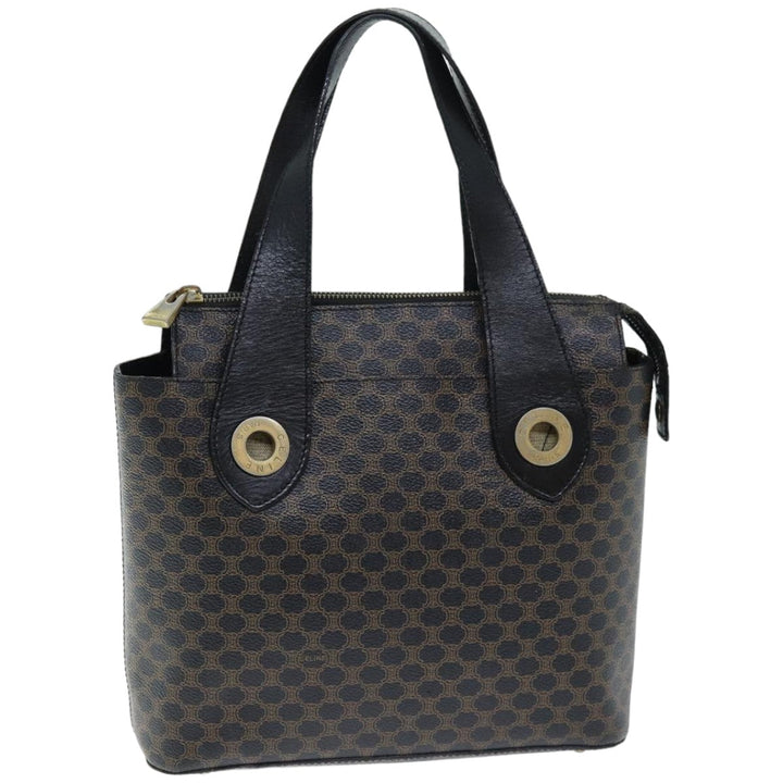 Celine Macadam Canvas Hand Bag PVC Black Auth 74390