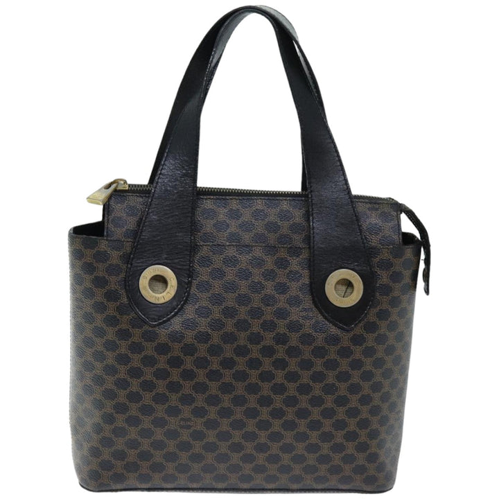 Celine Macadam Canvas Hand Bag PVC Black Auth 74390