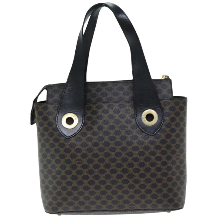 Celine Macadam Canvas Hand Bag PVC Black Auth 74390