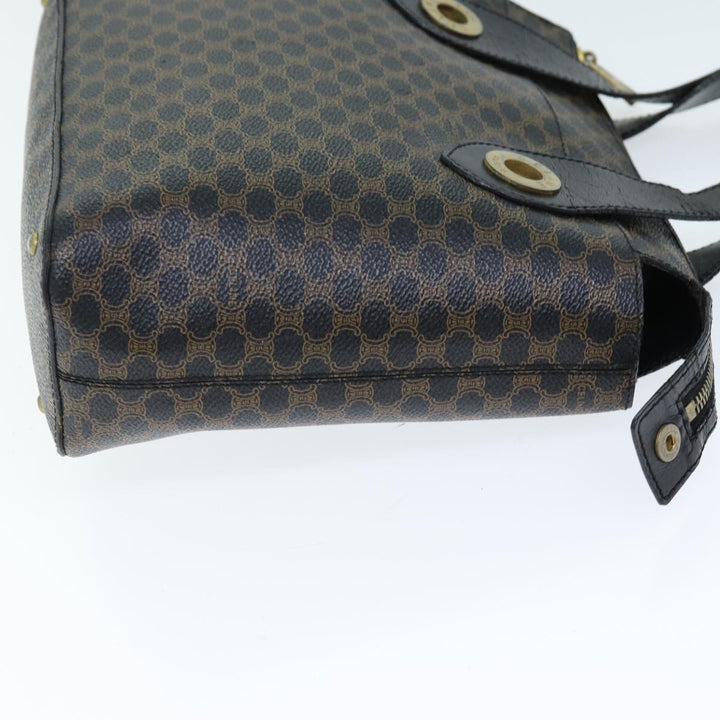 Celine Macadam Canvas Hand Bag PVC Black Auth 74390