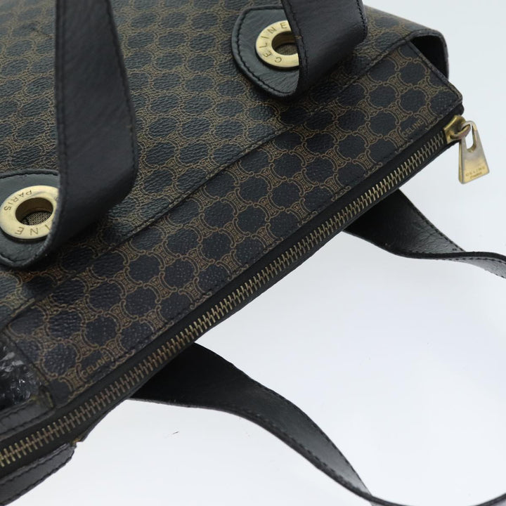 Celine Macadam Canvas Hand Bag PVC Black Auth 74390