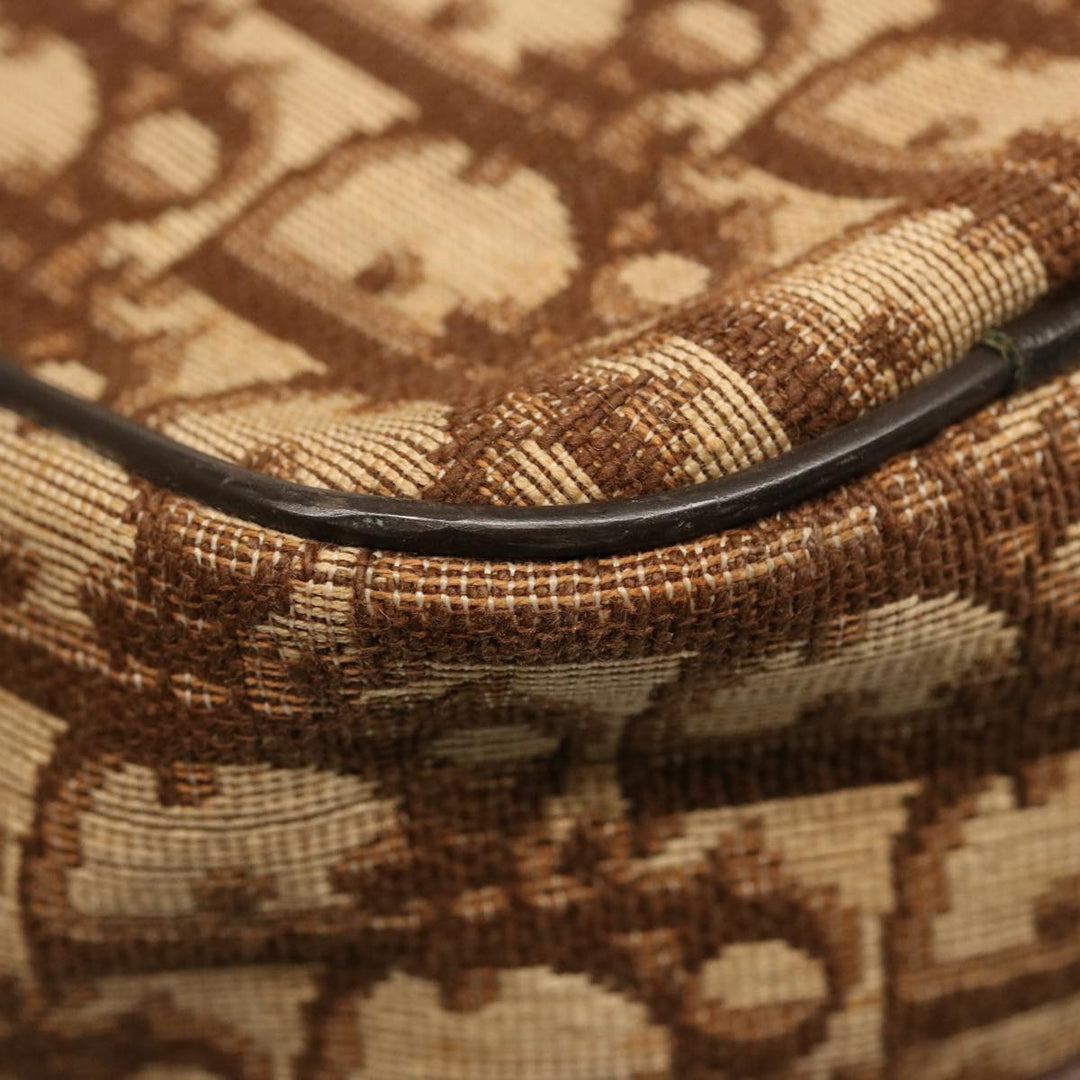 CHRISTIAN Dior Trotter Canvas Boston Bag Beige Auth 74399