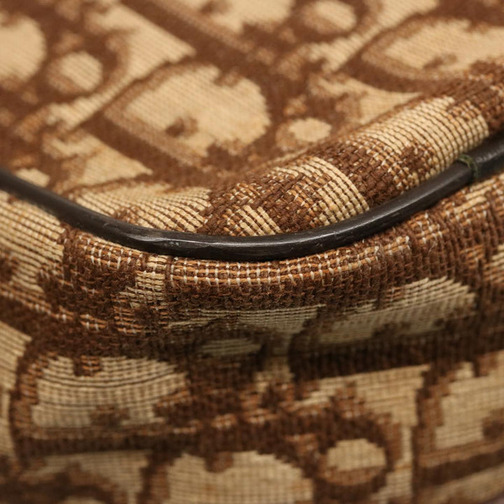 CHRISTIAN Dior Trotter Canvas Boston Bag Beige Auth 74399