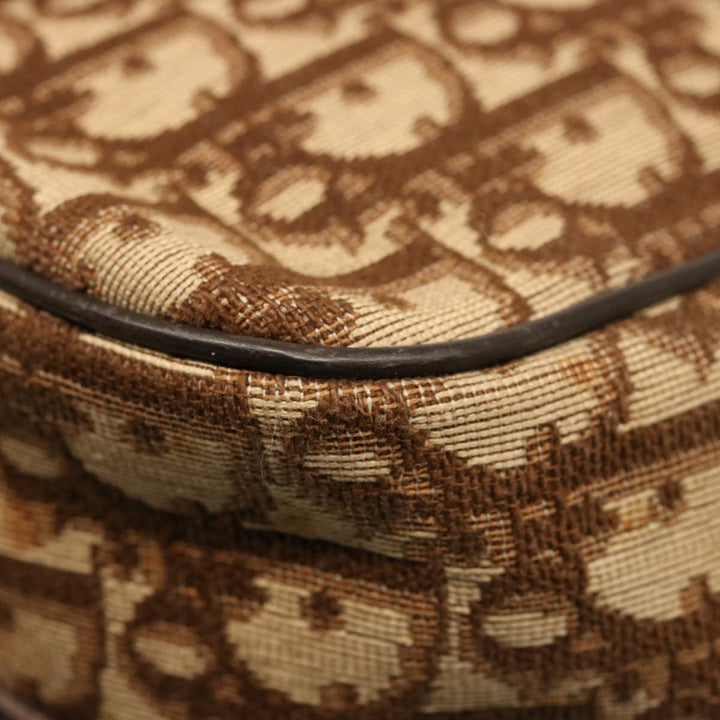 CHRISTIAN Dior Trotter Canvas Boston Bag Beige Auth 74399