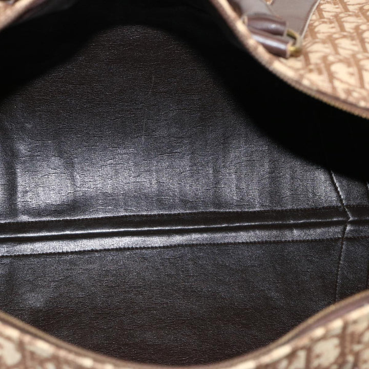 CHRISTIAN Dior Trotter Canvas Boston Bag Beige Auth 74399