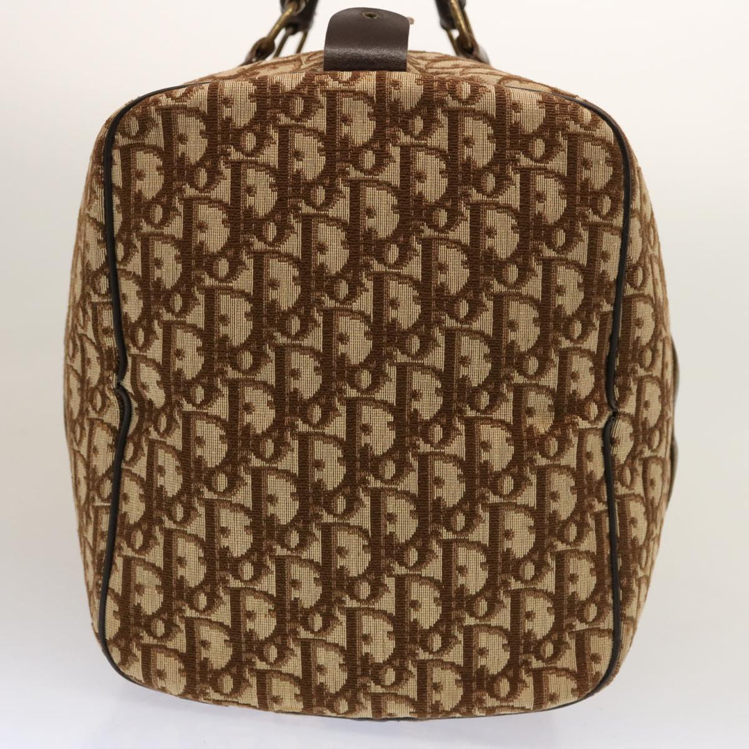 CHRISTIAN Dior Trotter Canvas Boston Bag Beige Auth 74399