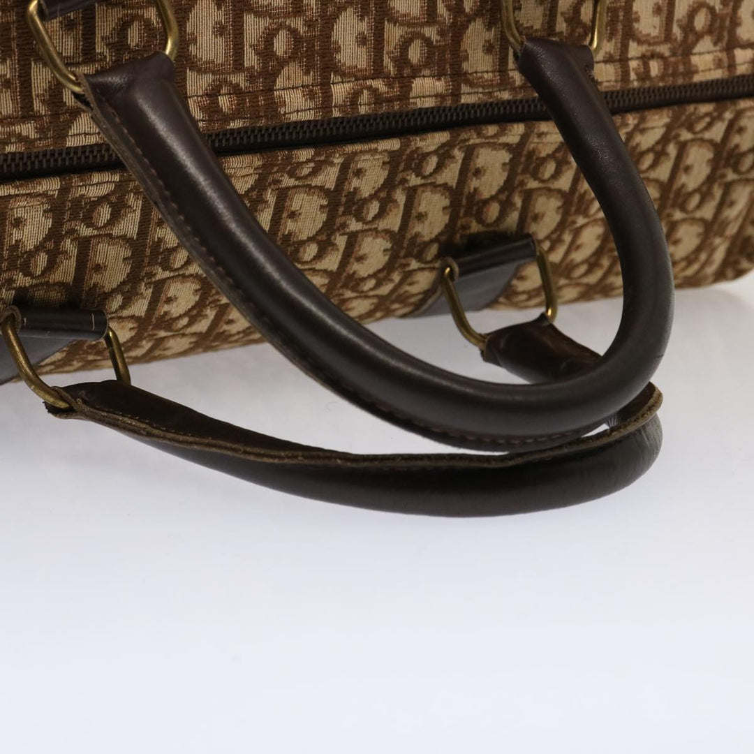 CHRISTIAN Dior Trotter Canvas Boston Bag Beige Auth 74399