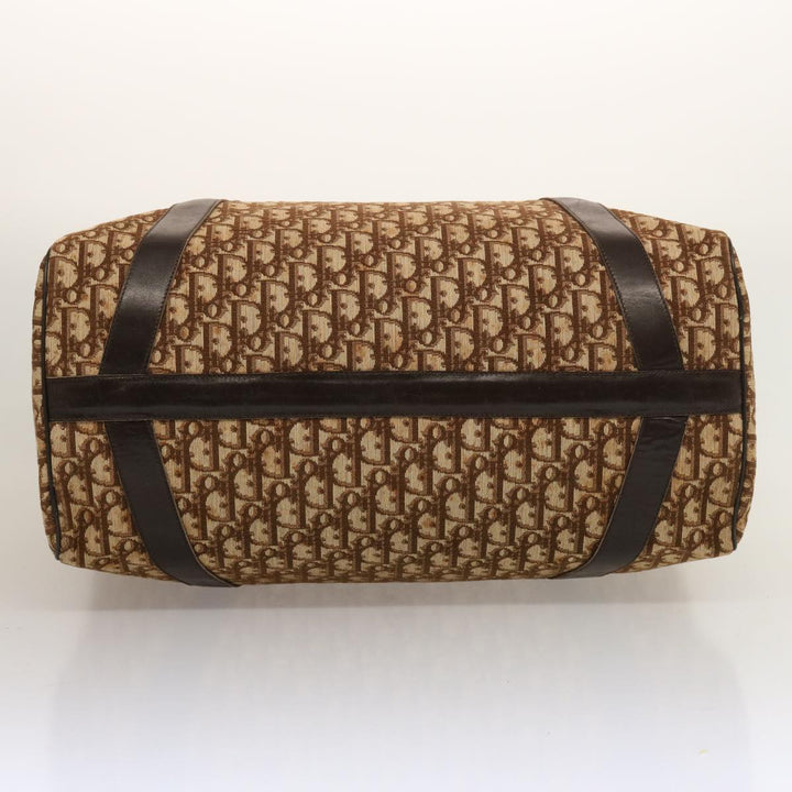 CHRISTIAN Dior Trotter Canvas Boston Bag Beige Auth 74399