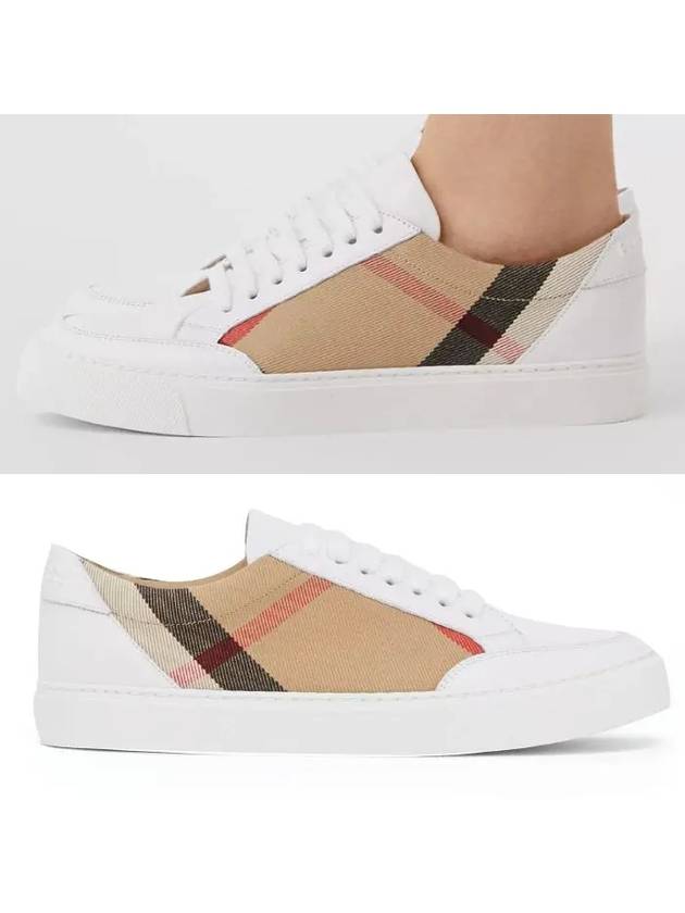Burberry WoMen's House Check Leather Low Top Sneakers White