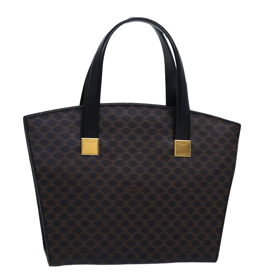 Celine Macadam Canvas Hand Bag PVC Black Auth 74428