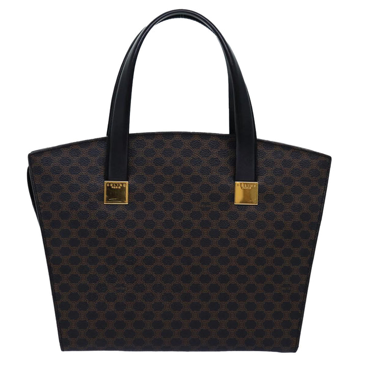 Celine Macadam Canvas Hand Bag PVC Black Auth 74428