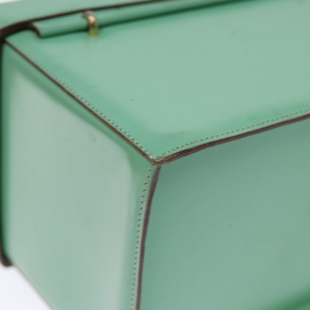 Celine Vanity Cosmetic Pouch Leather Green Auth 74541