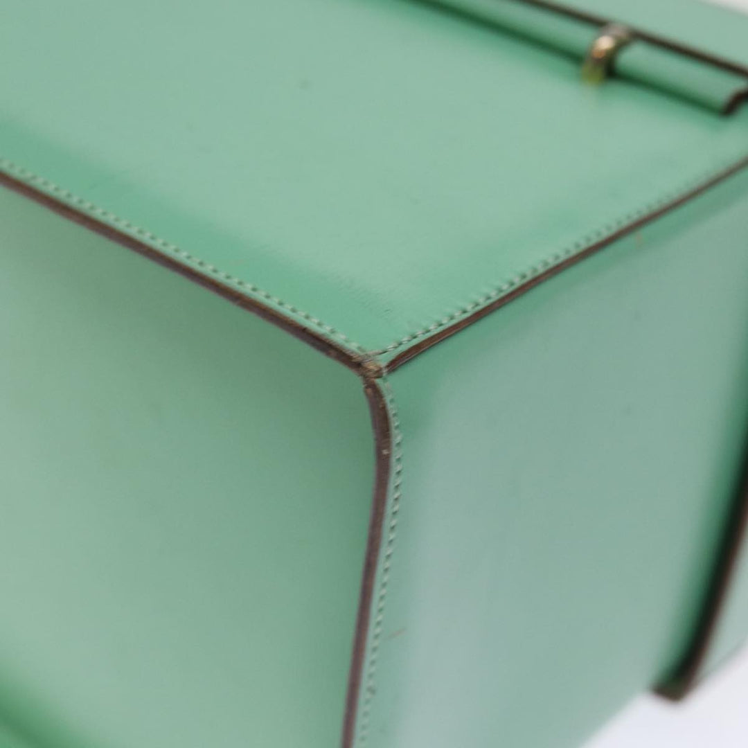 Celine Vanity Cosmetic Pouch Leather Green Auth 74541