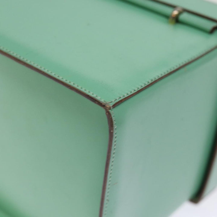 Celine Vanity Cosmetic Pouch Leather Green Auth 74541