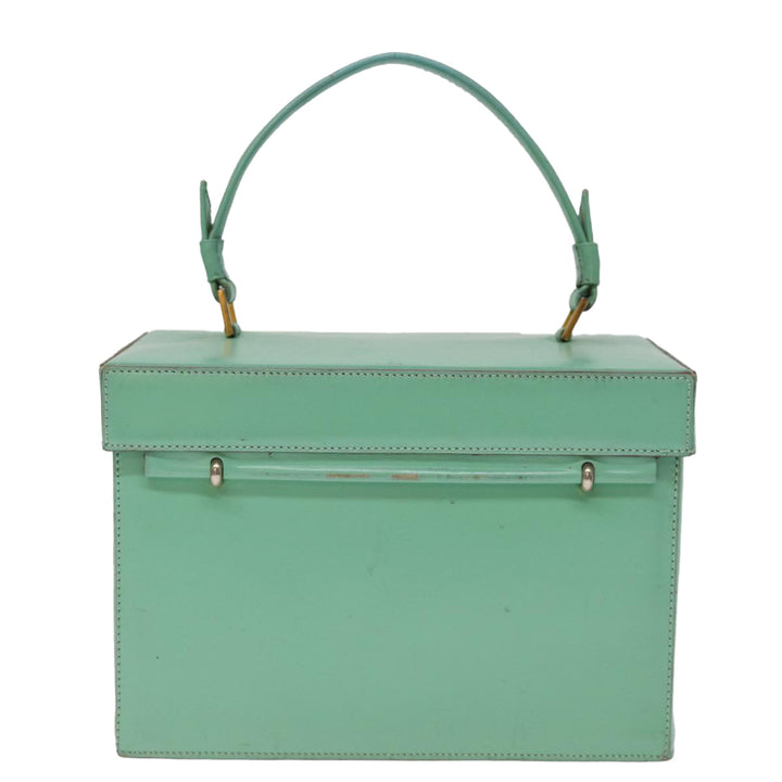 Celine Vanity Cosmetic Pouch Leather Green Auth 74541