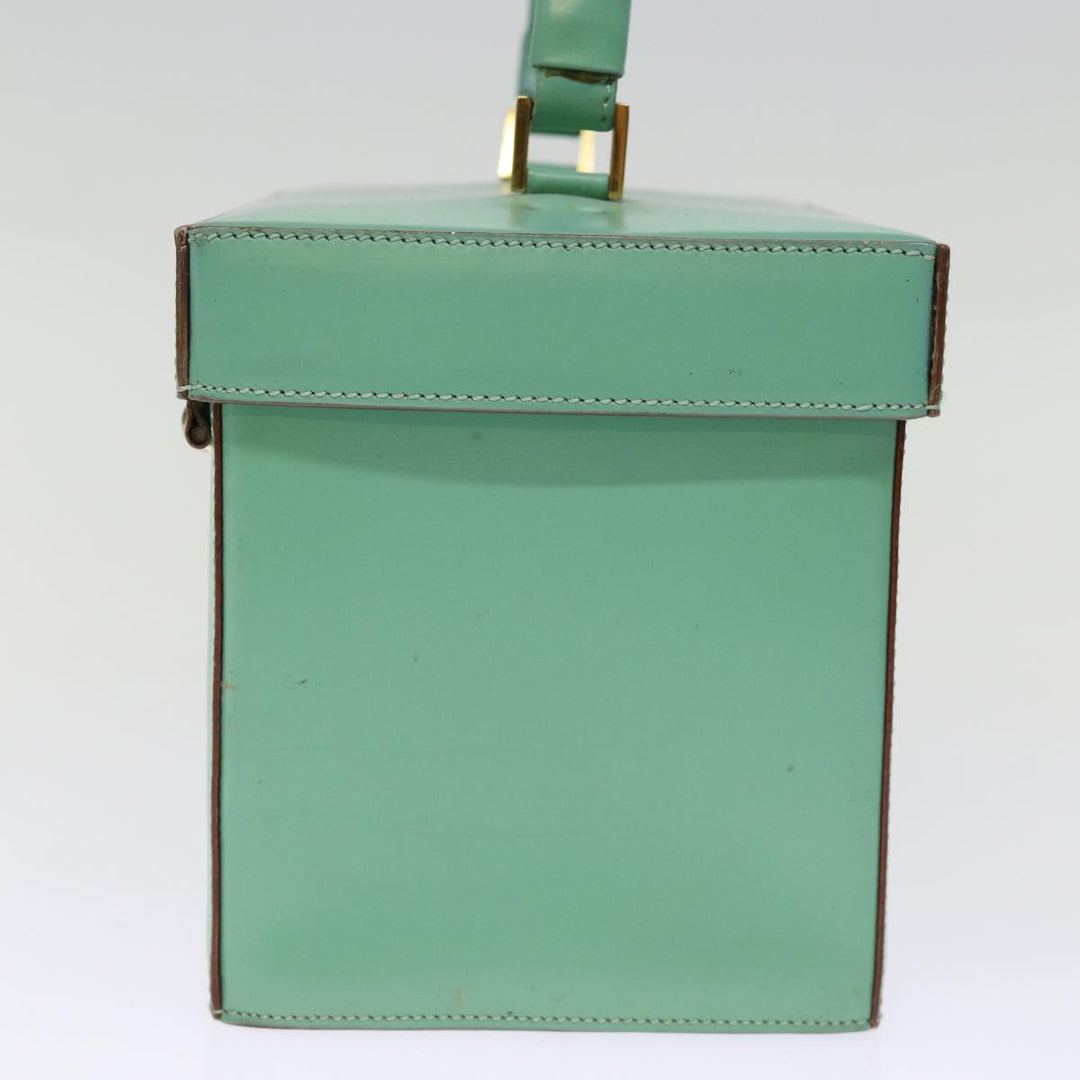 Celine Vanity Cosmetic Pouch Leather Green Auth 74541