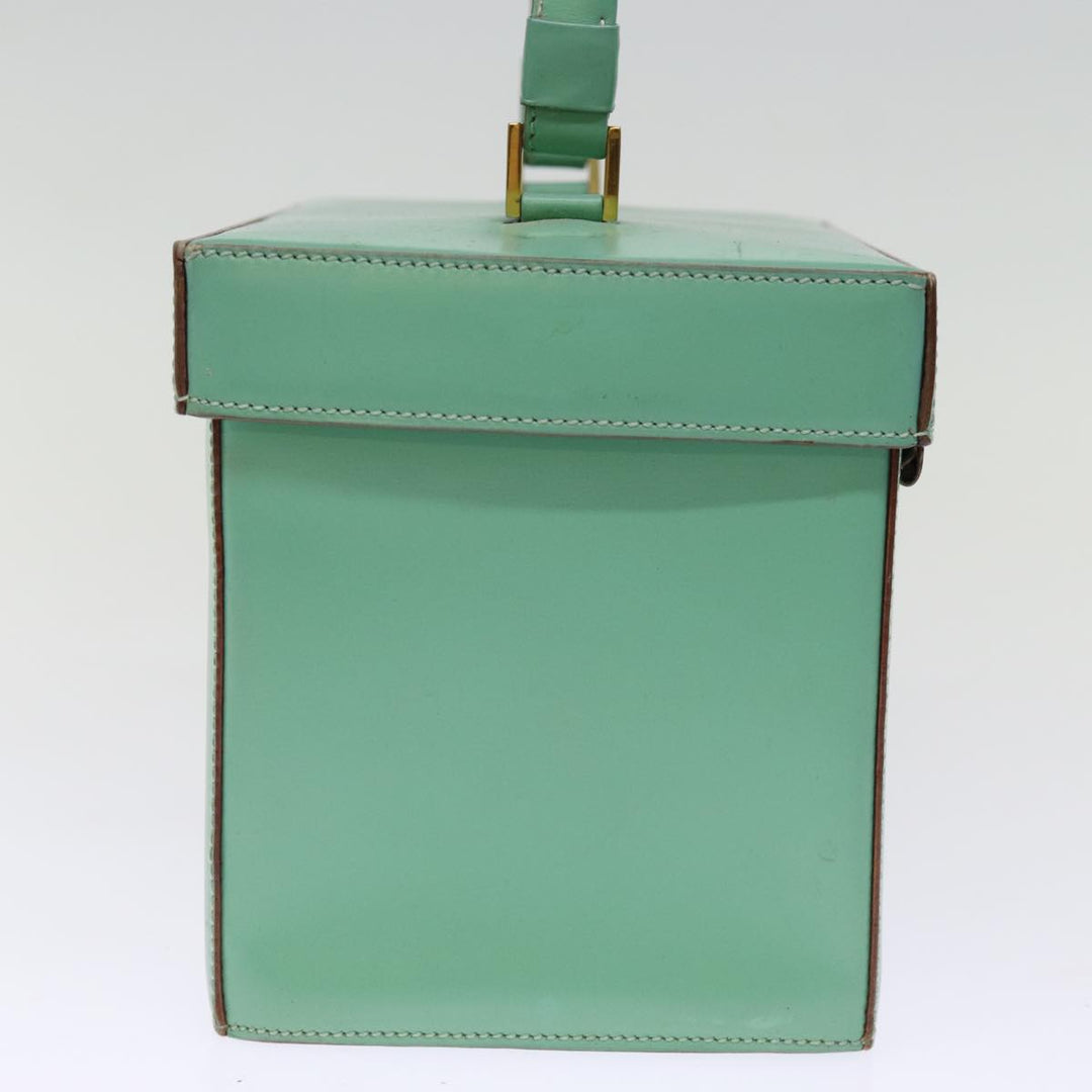 Celine Vanity Cosmetic Pouch Leather Green Auth 74541